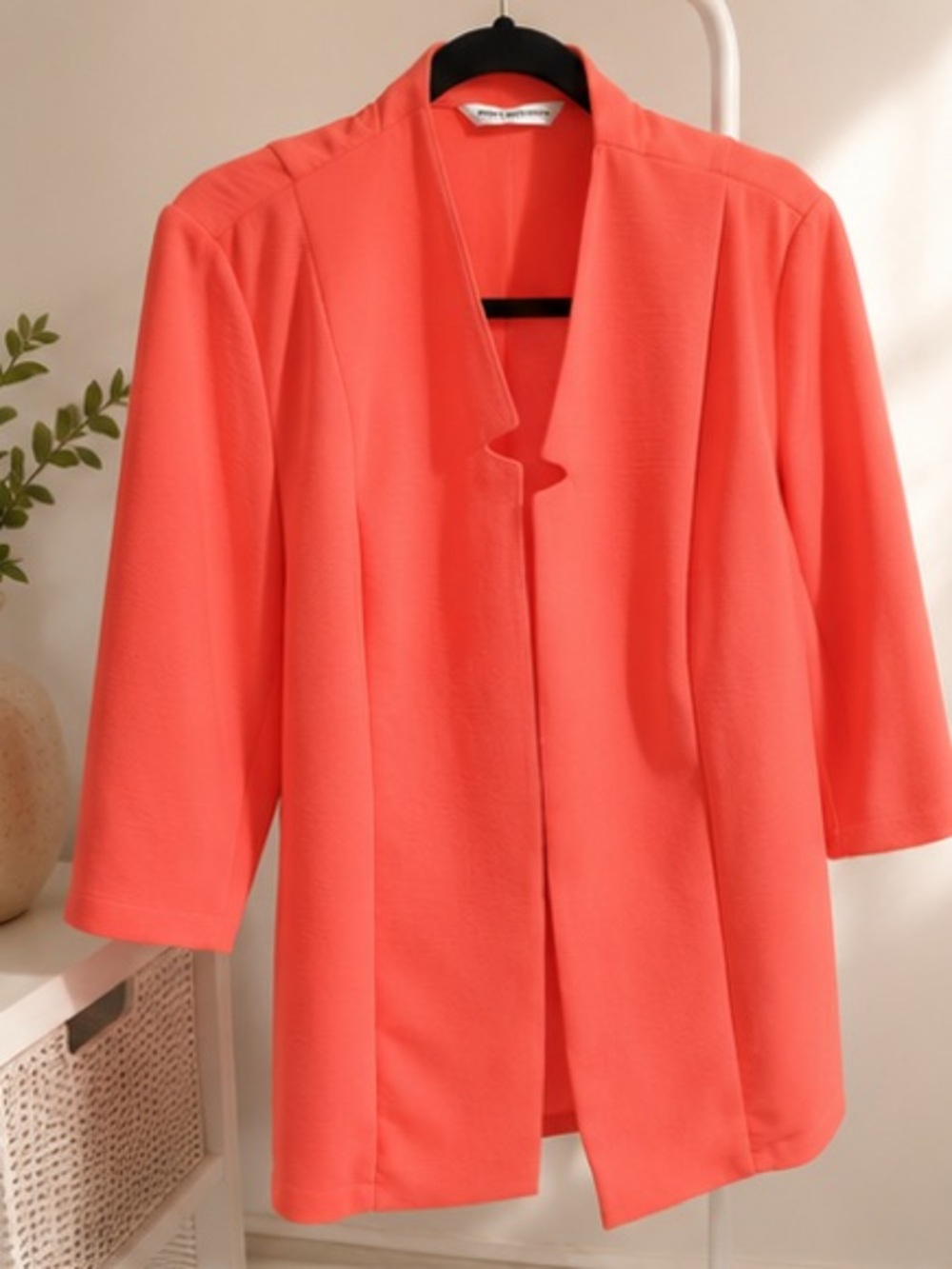 Peter Nygard Coral-Red Open Front Blazer